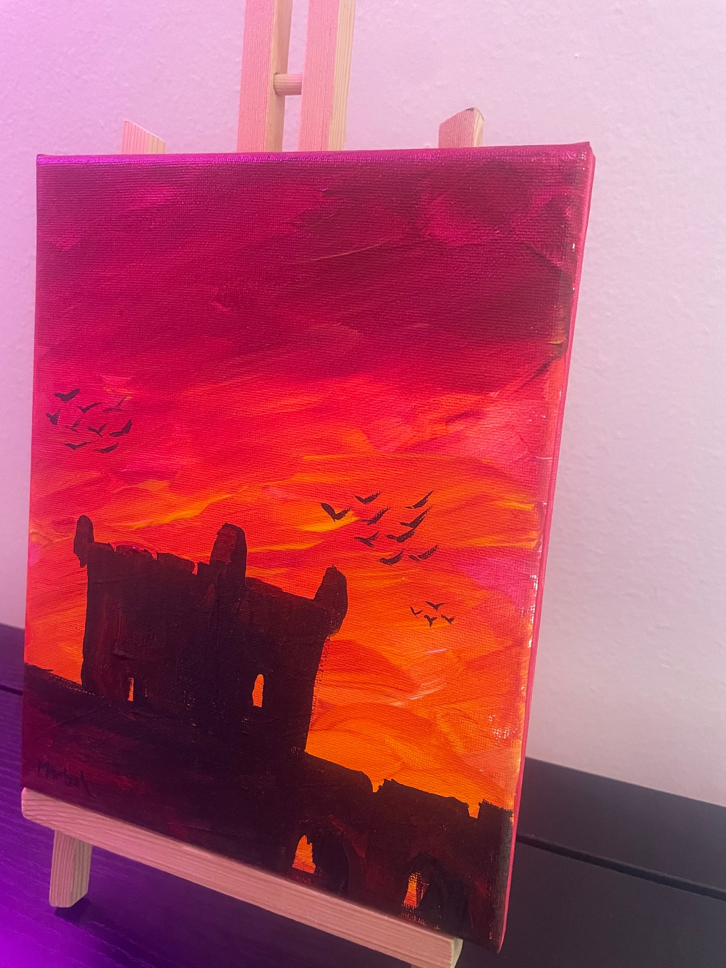 Sunset Original painting acrylic on canvas 8”/10”