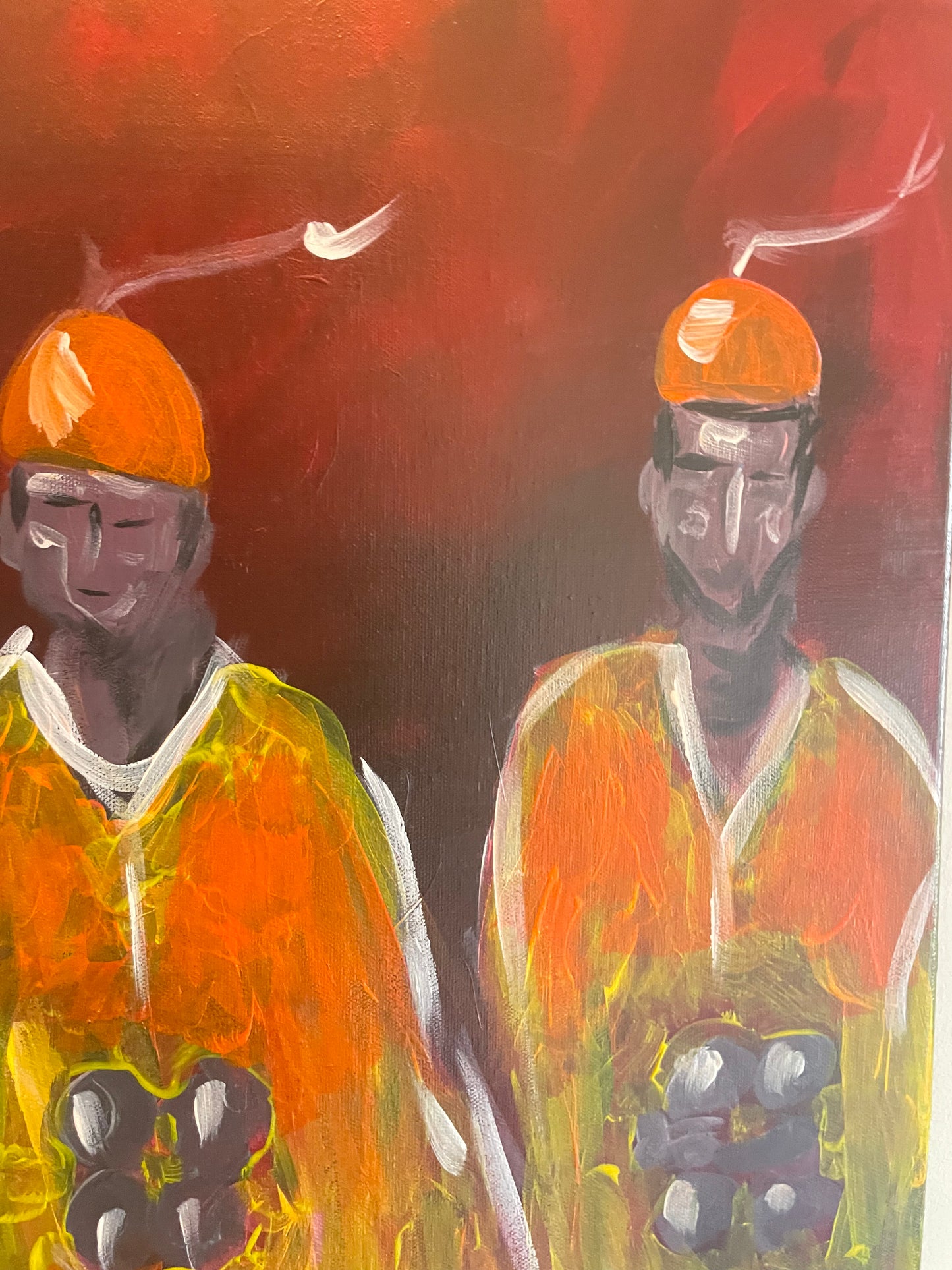 Original painting acrylic on canvas Moroccan Gnawa music size 24”/30”