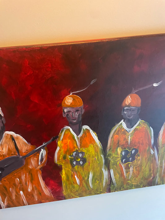 Original painting acrylic on canvas Moroccan Gnawa music size 24”/30”