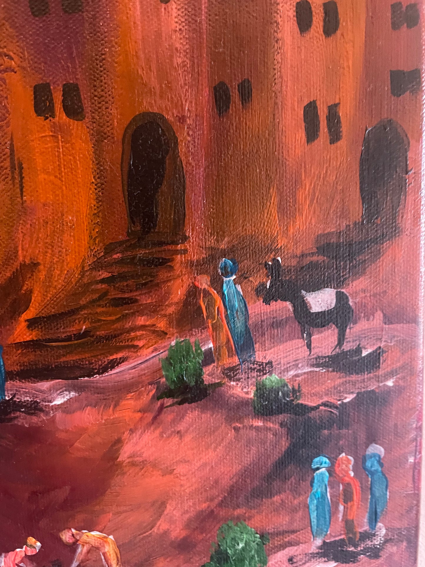 Moroccan Kasbah original painting acrylic on canvas size 12”/16