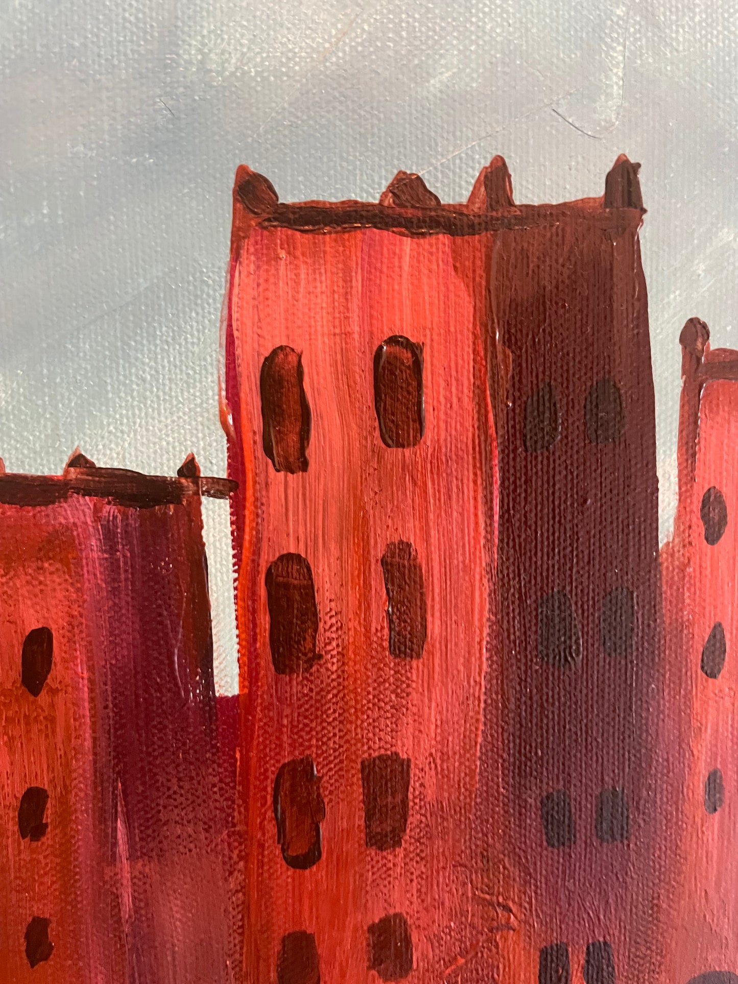 Moroccan Kasbah original painting acrylic on canvas size 12”/16