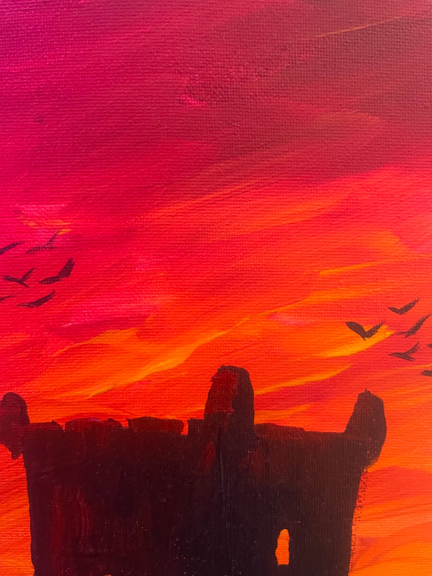 Sunset Original painting acrylic on canvas 8”/10”