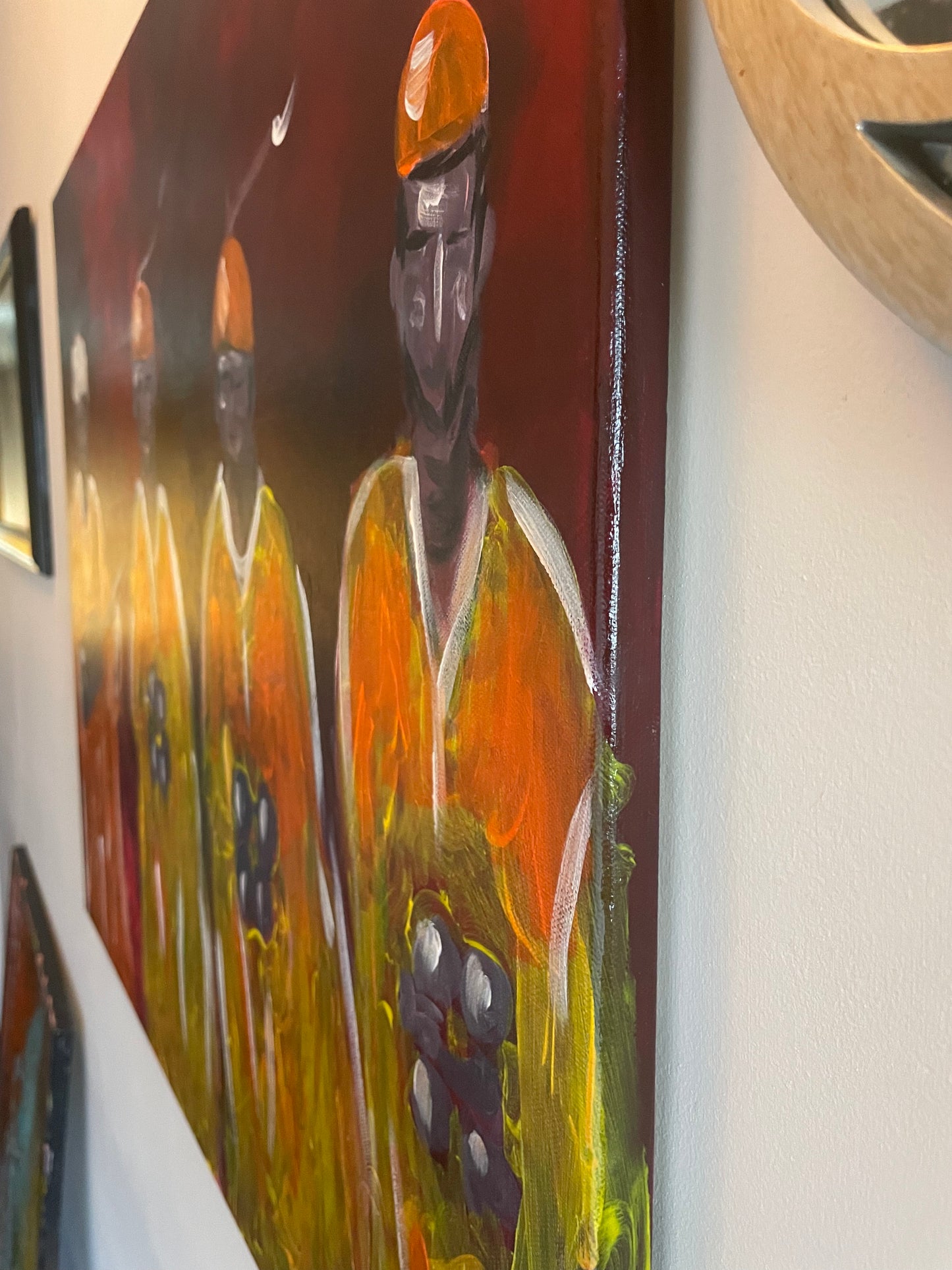 Original painting acrylic on canvas Moroccan Gnawa music size 24”/30”