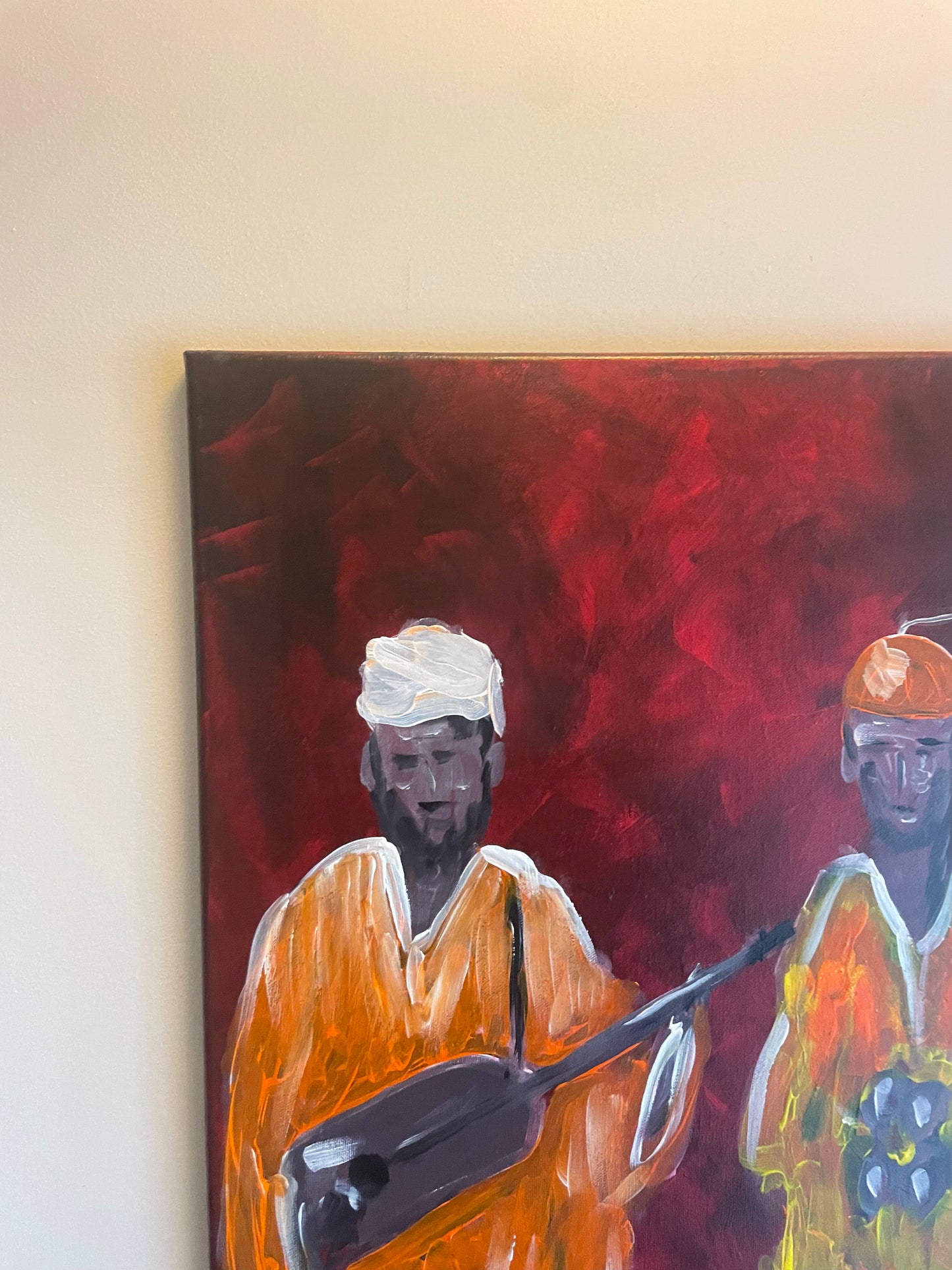 Original painting acrylic on canvas Moroccan Gnawa music size 24”/30”